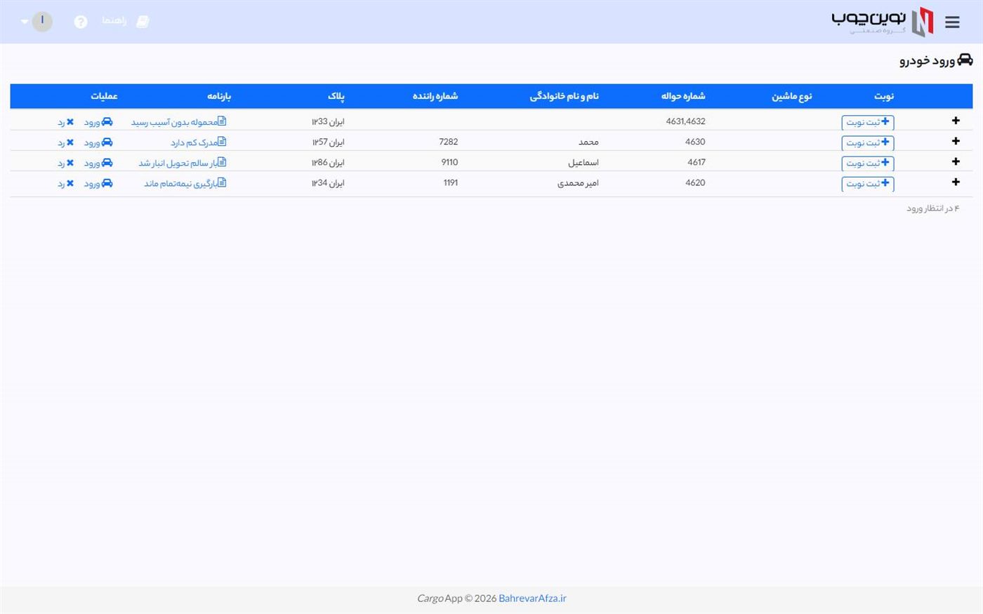 پنل حراست — ورود خودرو با پلاک‌خوان